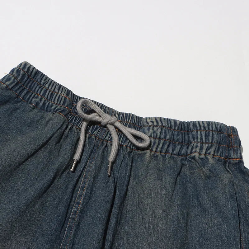 ANJY Summer New Women Y2K Streetwear Ins Fashion Sexy Hot Lace Patchwork Denim Camisole Vest Casual Drawstring Fifth Pants A7219