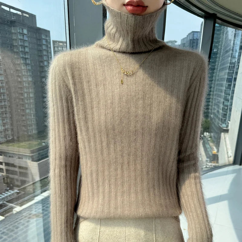 Warm Slim Fit Turtleneck Pullover Sweater for Women