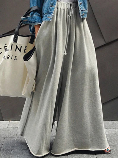 Beautyblue Gray Wide Leg Pants Black Bottoms for Women Casual Loose Pocket Korean Harajuku Streetwear Female Outdoor Sweatpants