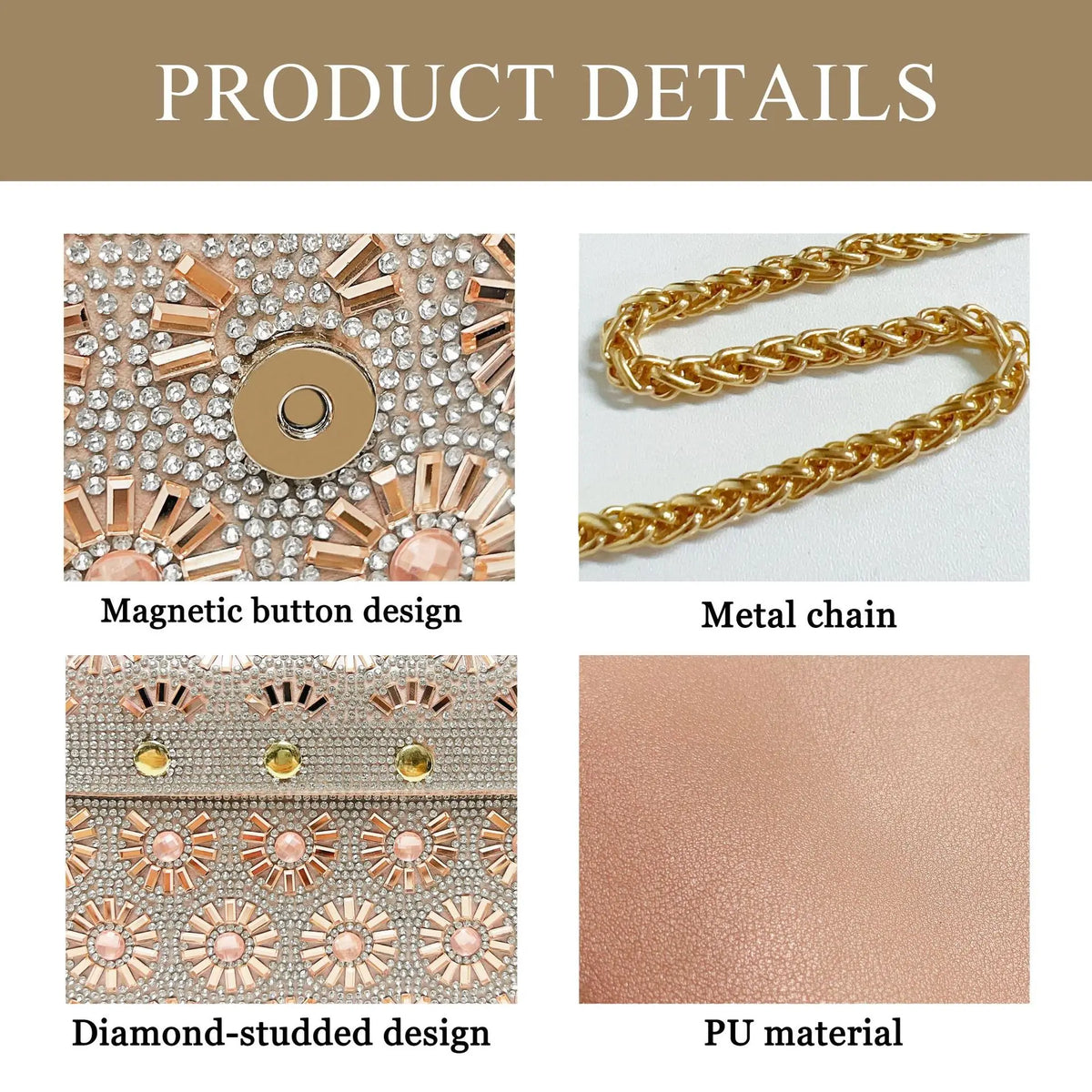 Full Rhinestone Square Shoulder Messenger Bag for Women