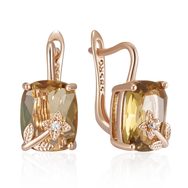 Rose Gold Tone Zircon Drop Earrings