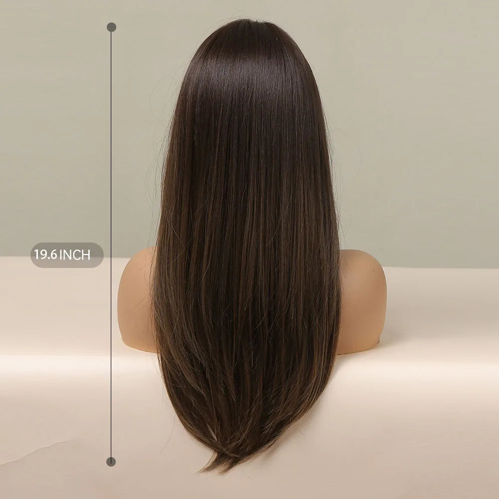 Heat Resistant Long Straight Ombre Bangs Wig for Women