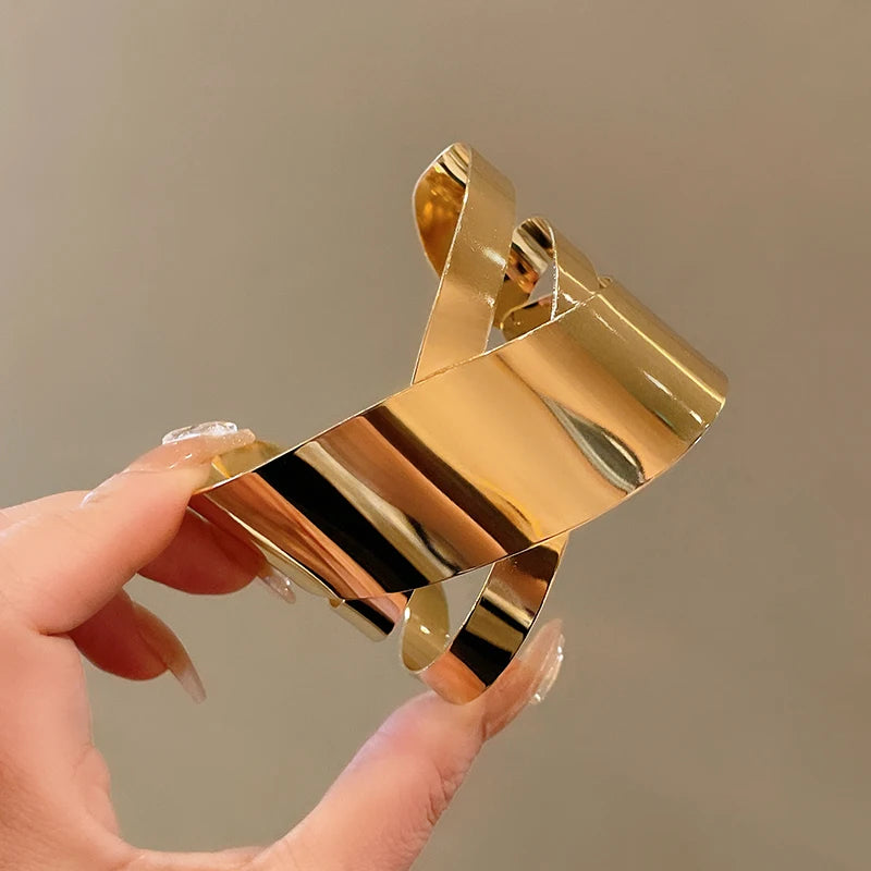 Layered Geometric Metal Cuff Bracelet
