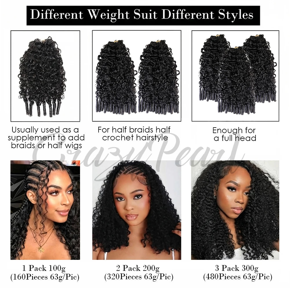 Pre Separated Curly Human Hair Crochet Extensions for Women