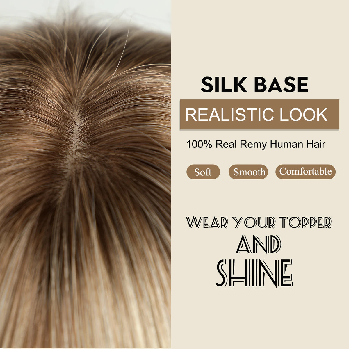 Straight Blonde Highlight Remy Human Hair Topper For Women