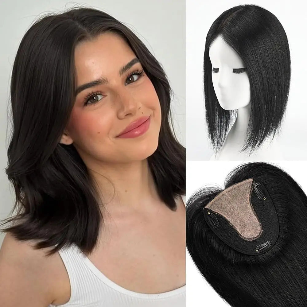 Straight Blonde Highlight Remy Human Hair Topper For Women