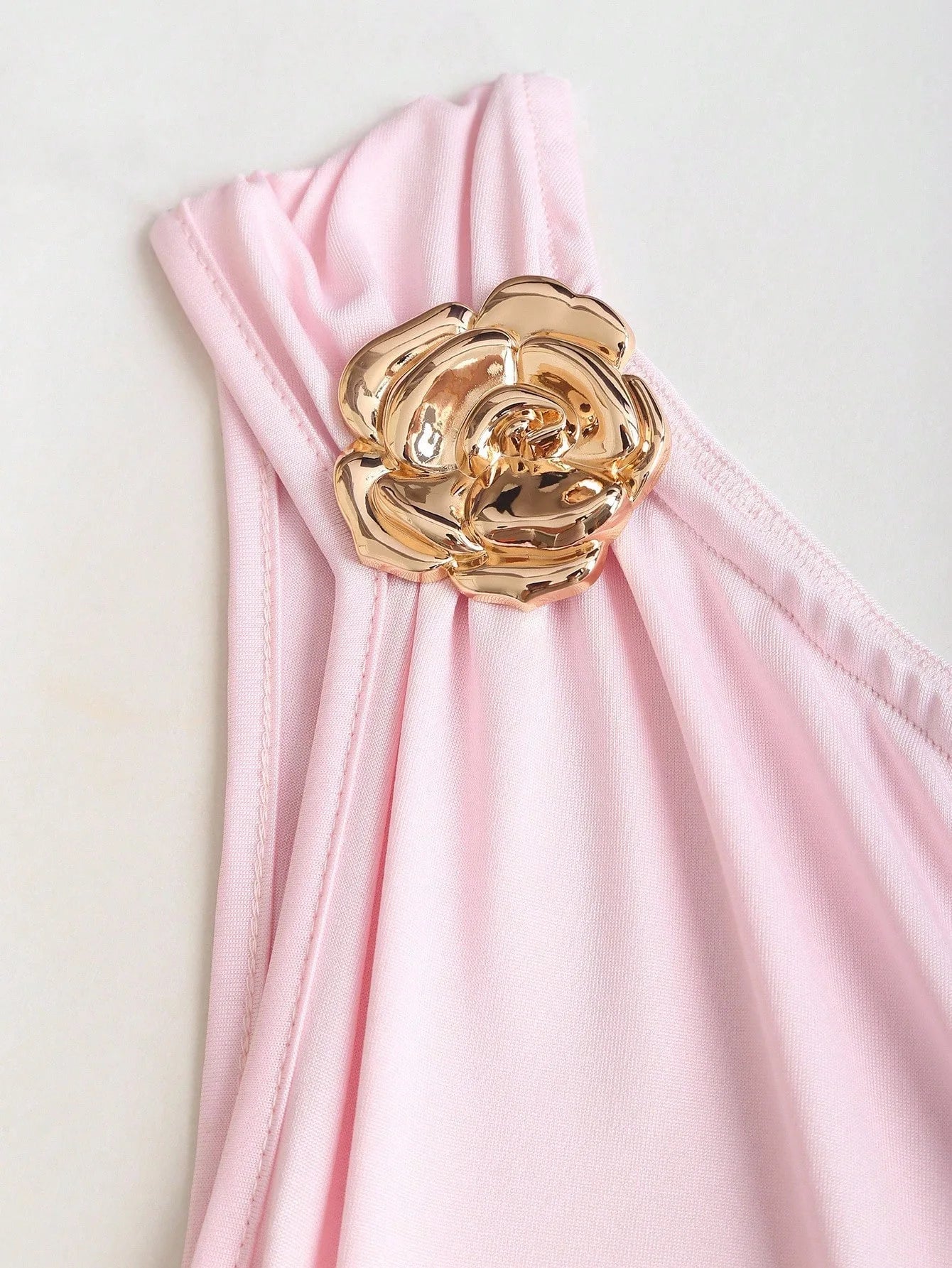 One Shoulder Layered Ruched Floral Mini Dress for Women
