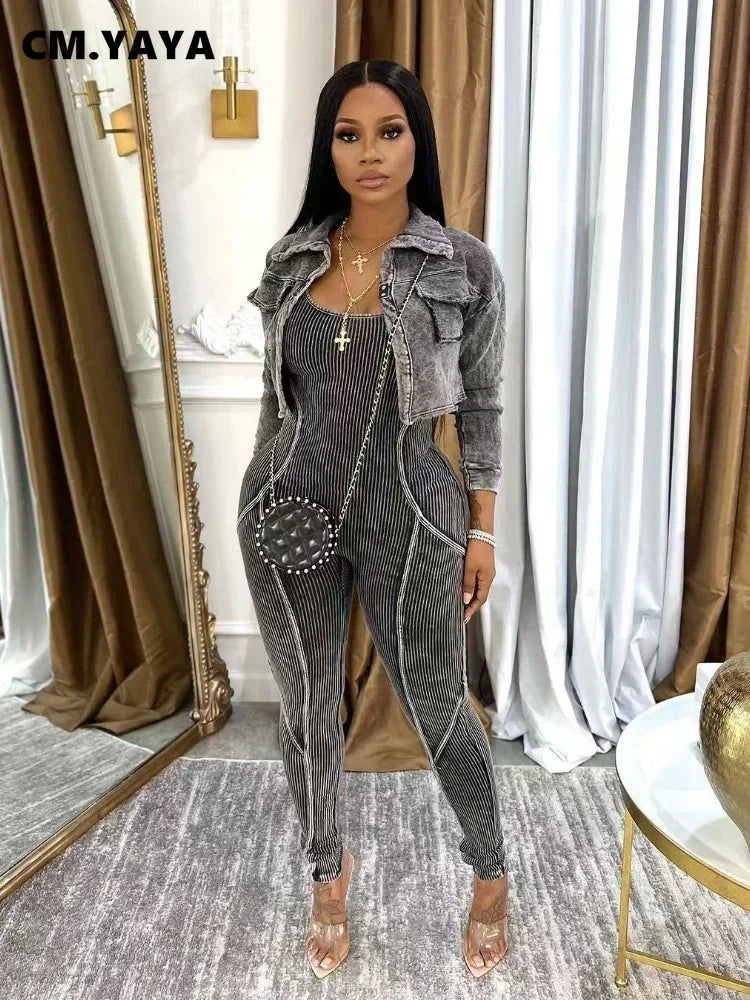 Washed Fabric Two Piece Knit Set