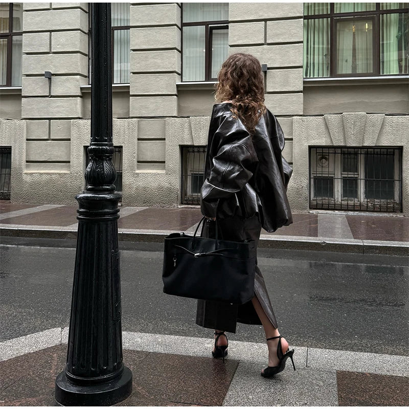 Vintage Leather Skirt Set
