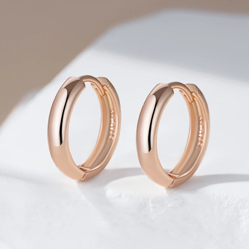 Rose Gold Geometric Hoop Drop Earrings