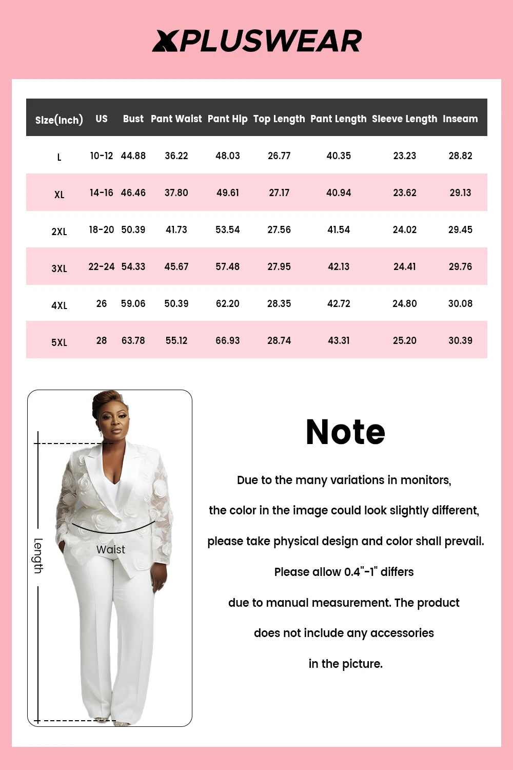 Plus Size Wedding White Elegant Lapel Collar Long Sleeve See Through 3D Two Piece Pant Suits