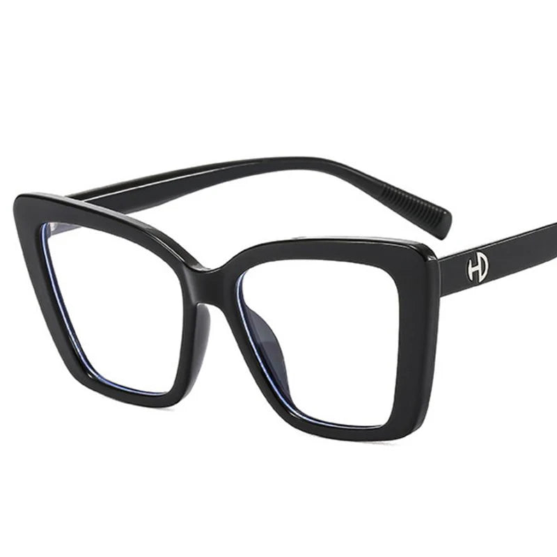 Vintage Black Floral Square Reading Glasses With Blue Light Filter for Women