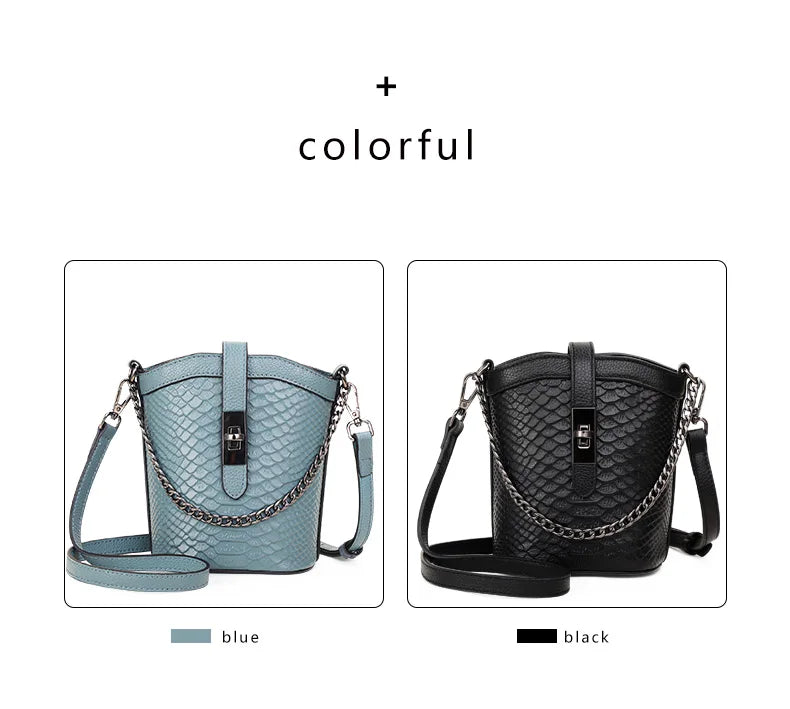 Genuine Leather Crocodile Pattern Crossbody Bag for Women