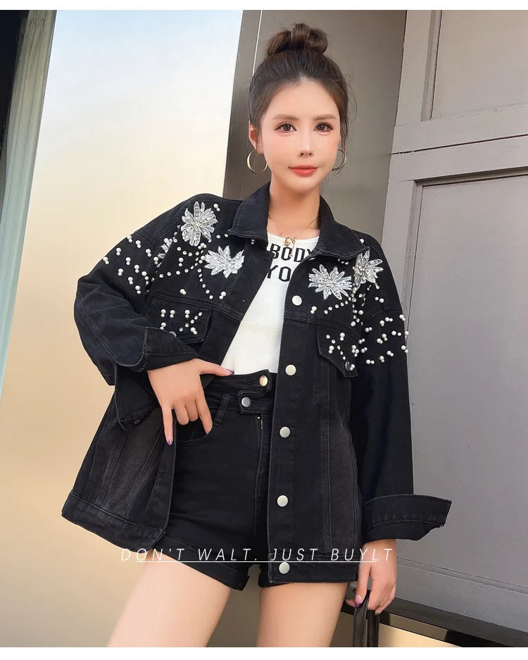 Y2K Beaded Denim Jacket