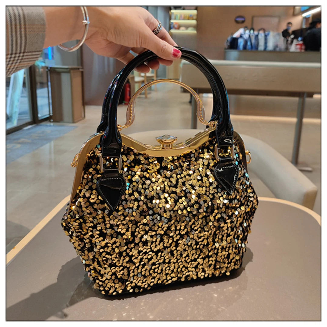 Crystal Sequin One Shoulder Crossbody Handbag for Women