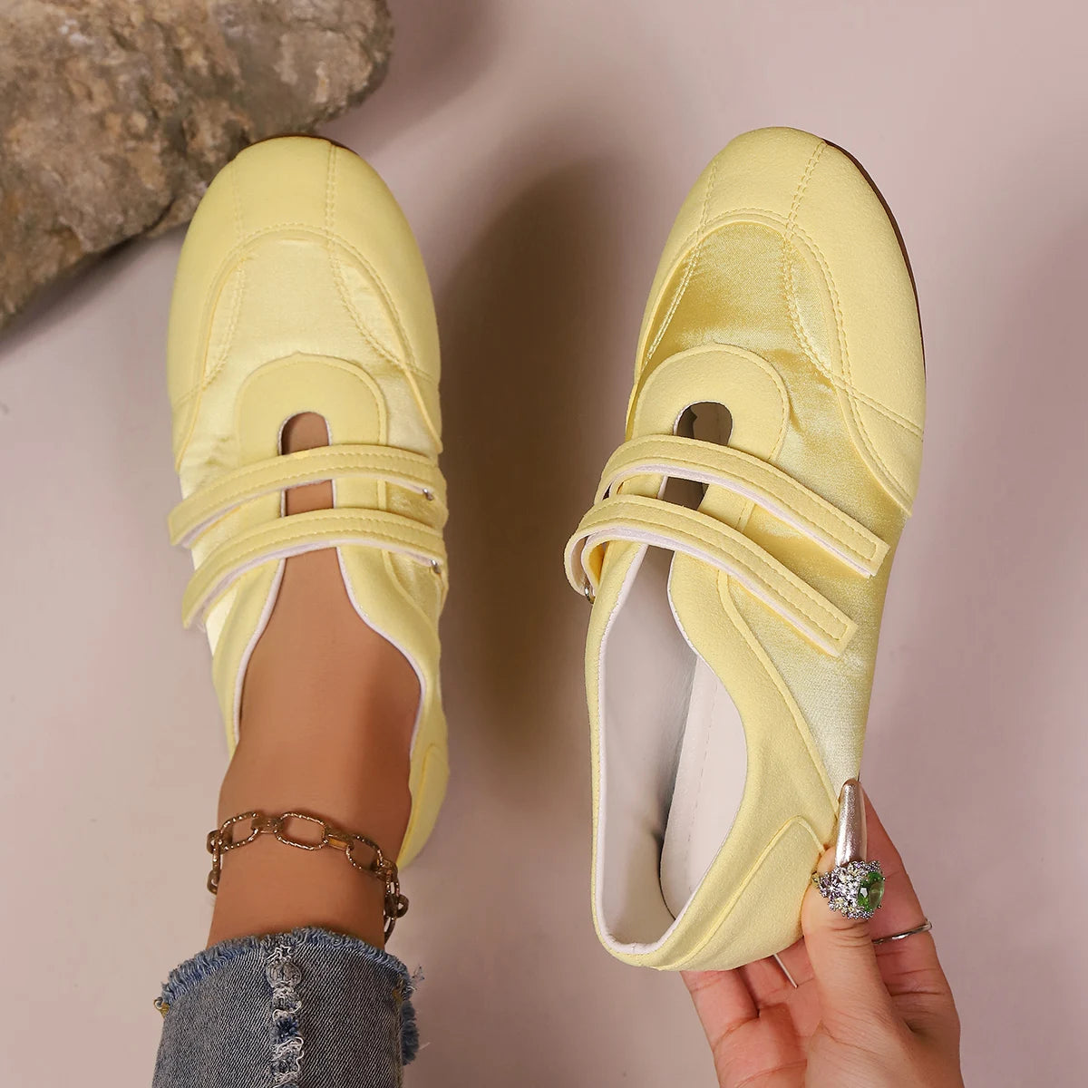 Cushioned Hook And Loop Casual Walking Sneakers For Women