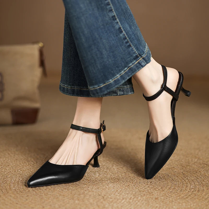 Genuine Leather Horsehair Detail Sandals for Women