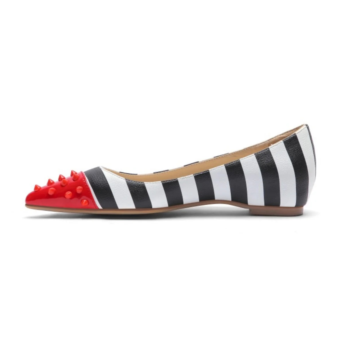 Sleek Pointed Toe Zebra Print Spiked Flats for Women