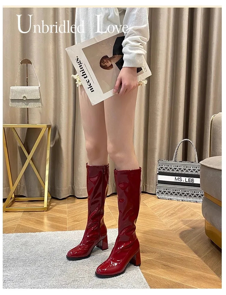 Elegant Shimmering Knee-High Go-Go Boots for Women