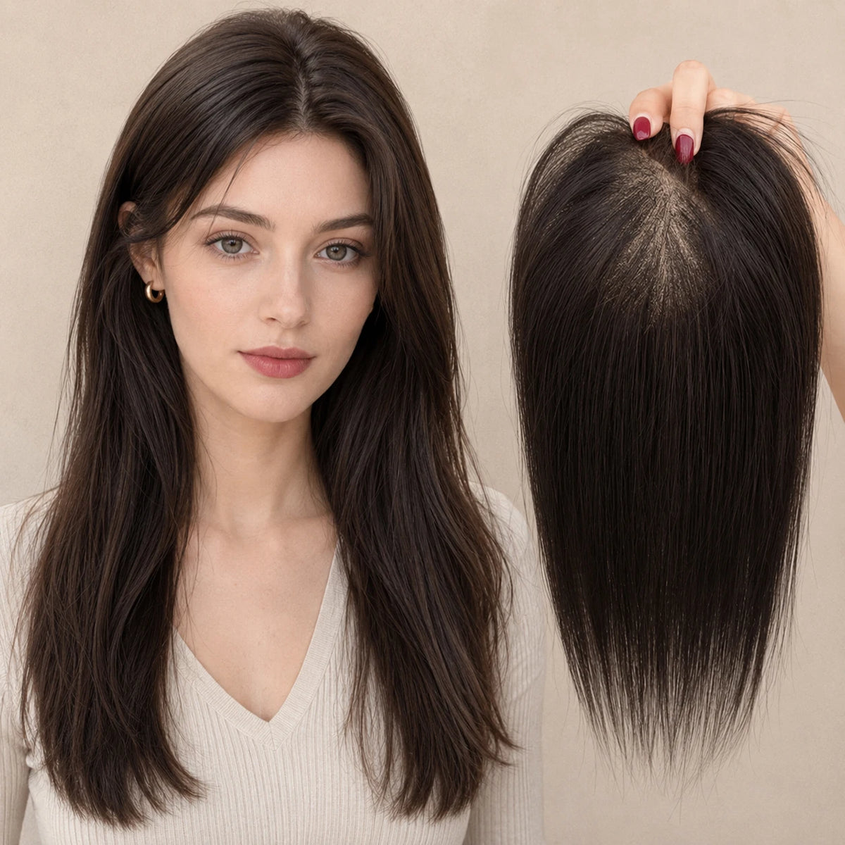 Natural Free Part Clip In Silk Base Hair Topper For Women