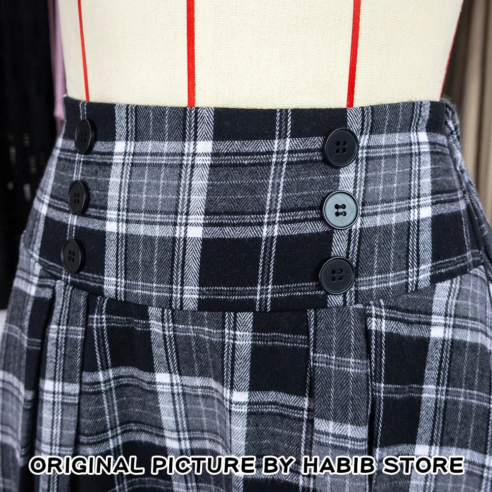 Plaid Maxi High Waist Ruffled Skirt
