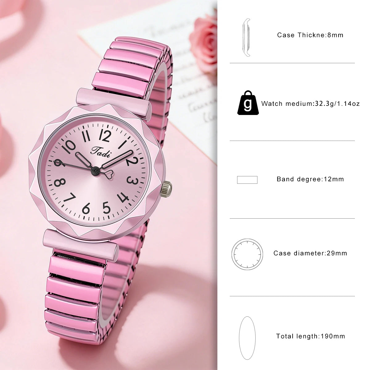 Round Dial Elastic Band Quartz Watch