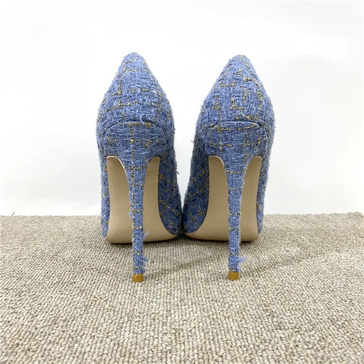 Woven Pointed Toe Stiletto High Heel Pumps for Women