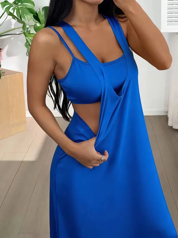Sleeveless Backless Two Piece Maxi Dress Set for Women