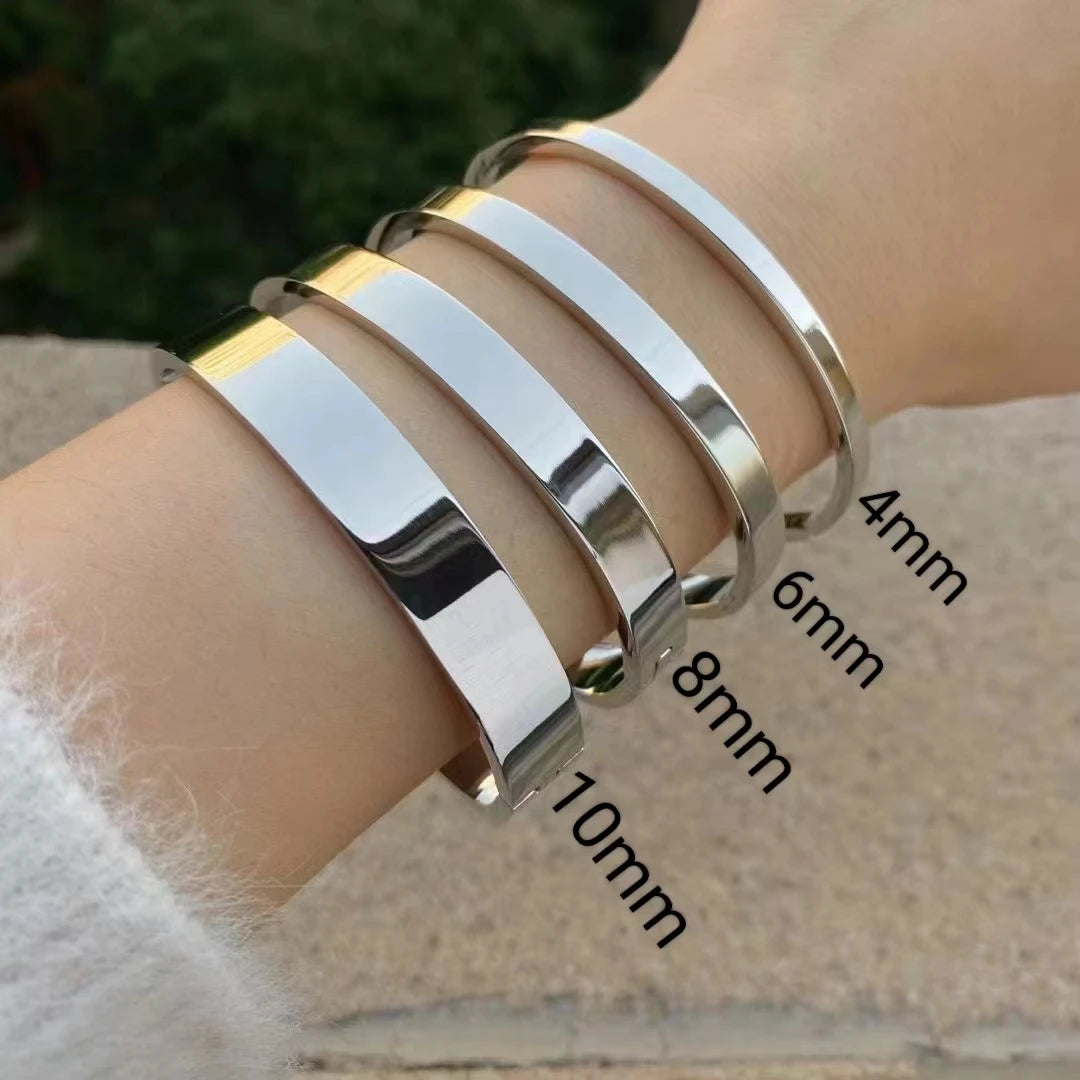 Waterproof Oval Stainless Steel Bangle Bracelet for Women