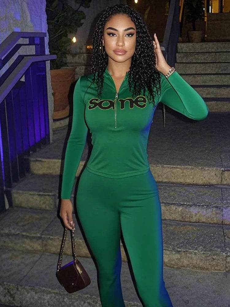 Zip Up Crop Tank Two Piece Set