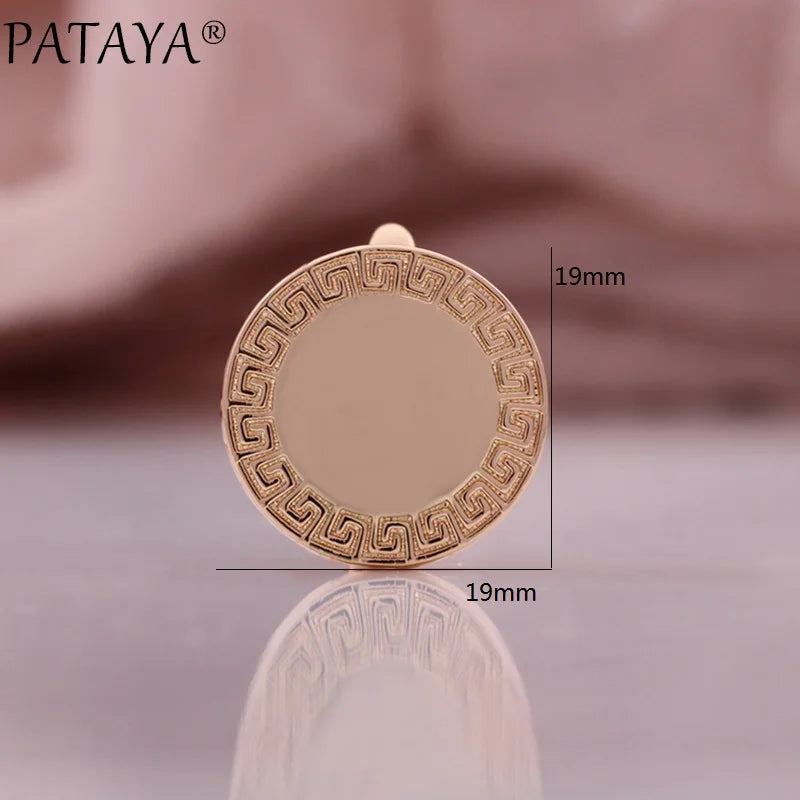 Long Rose Gold Geometric Stud Earrings