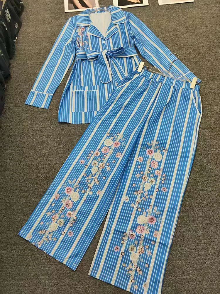 Striped Shirt And Trousers Set