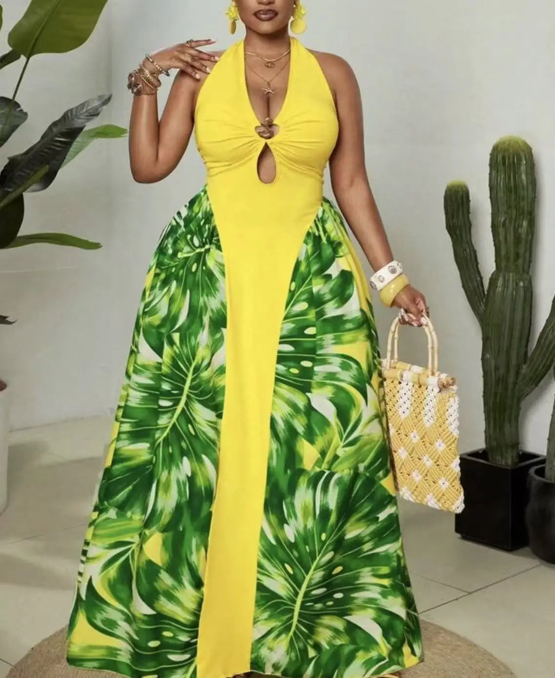 Elegant Sleeveless African Dashiki Maxi Dress for Women