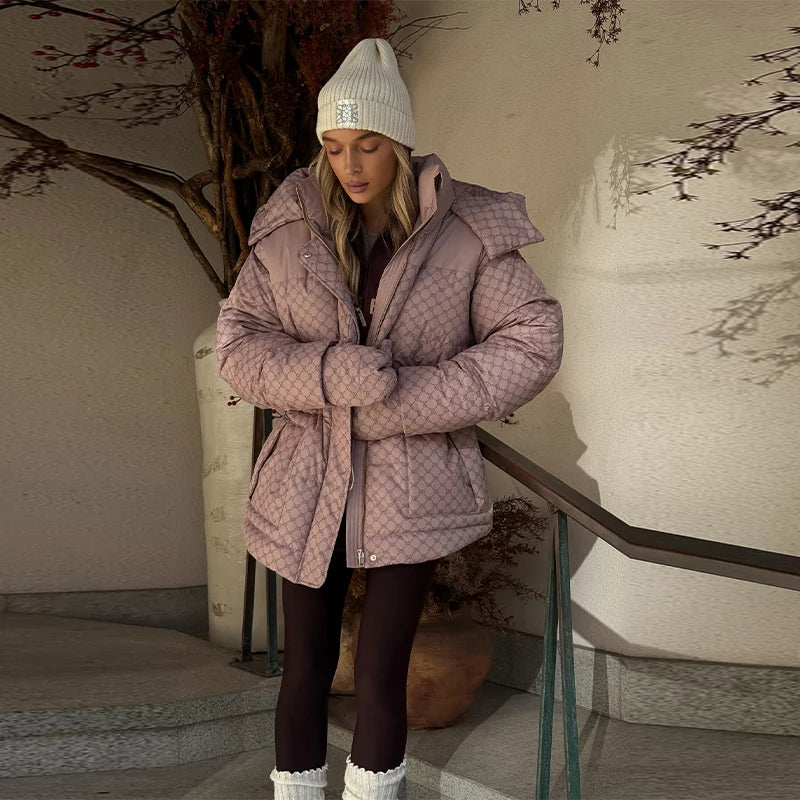 Winter Plaid Hooded Cotton-Padded Jacket for Women