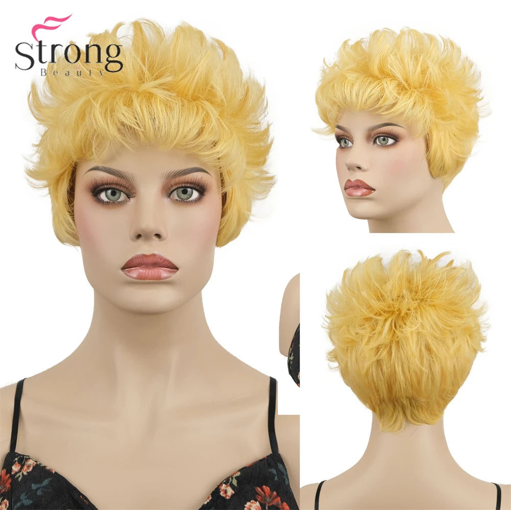Capless Red Short Pixie Cut Natural Synthetic Wig For Women