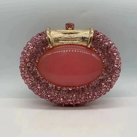 XIYUAN Oval Shaped Crystals Evening Clutch Bags Women Boutique Diamond Clutch Purses And Handbags Bridal Wedding Gem Phone Purse