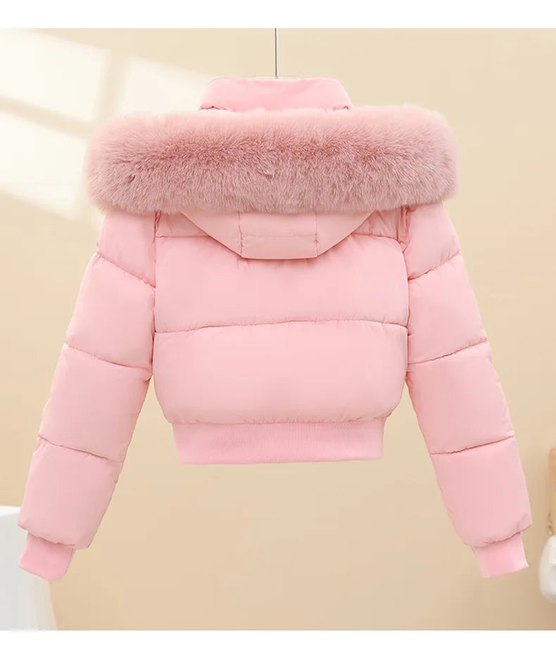 Warm Hooded Cotton Padded Winter Parka Coat for Women