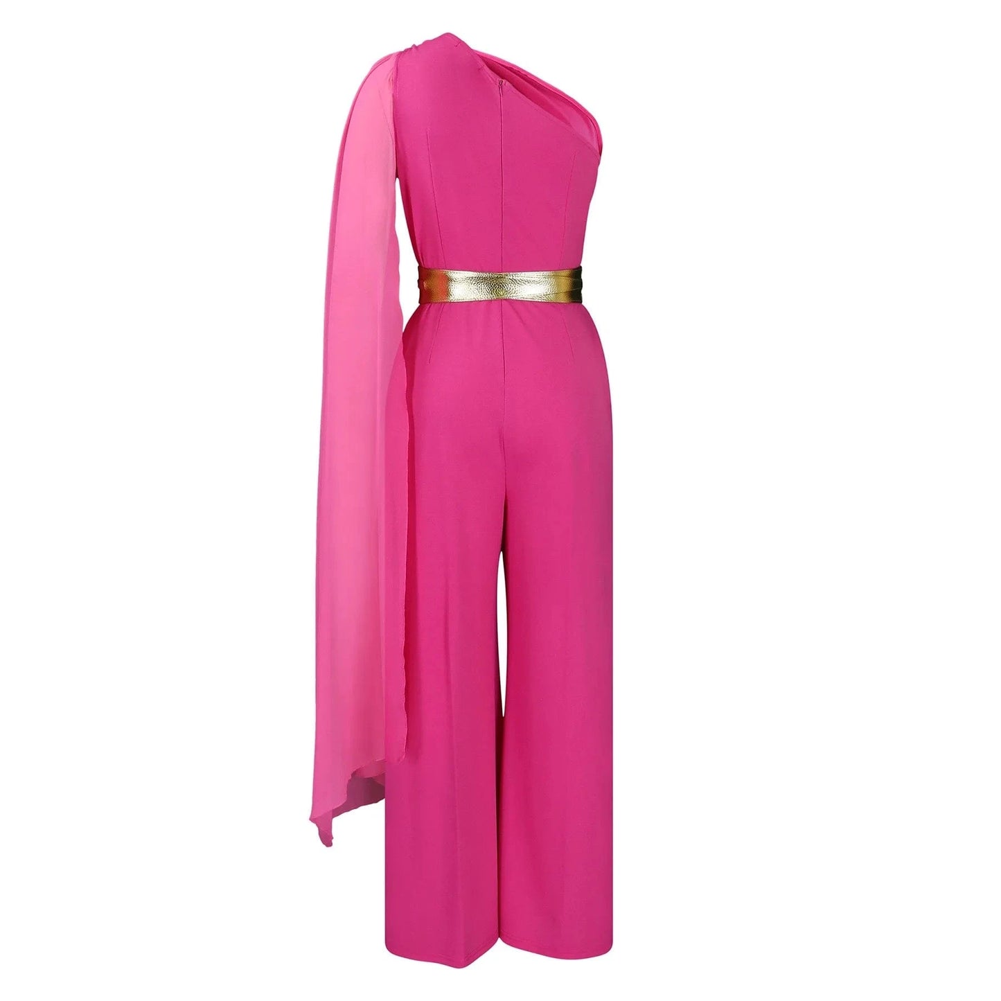 Elegant Jumpsuits & Rompers for Woman One Shoulder Flying Sleeve High Waisted Luxury Birthday Party Dinner Outfits Overalls 2024