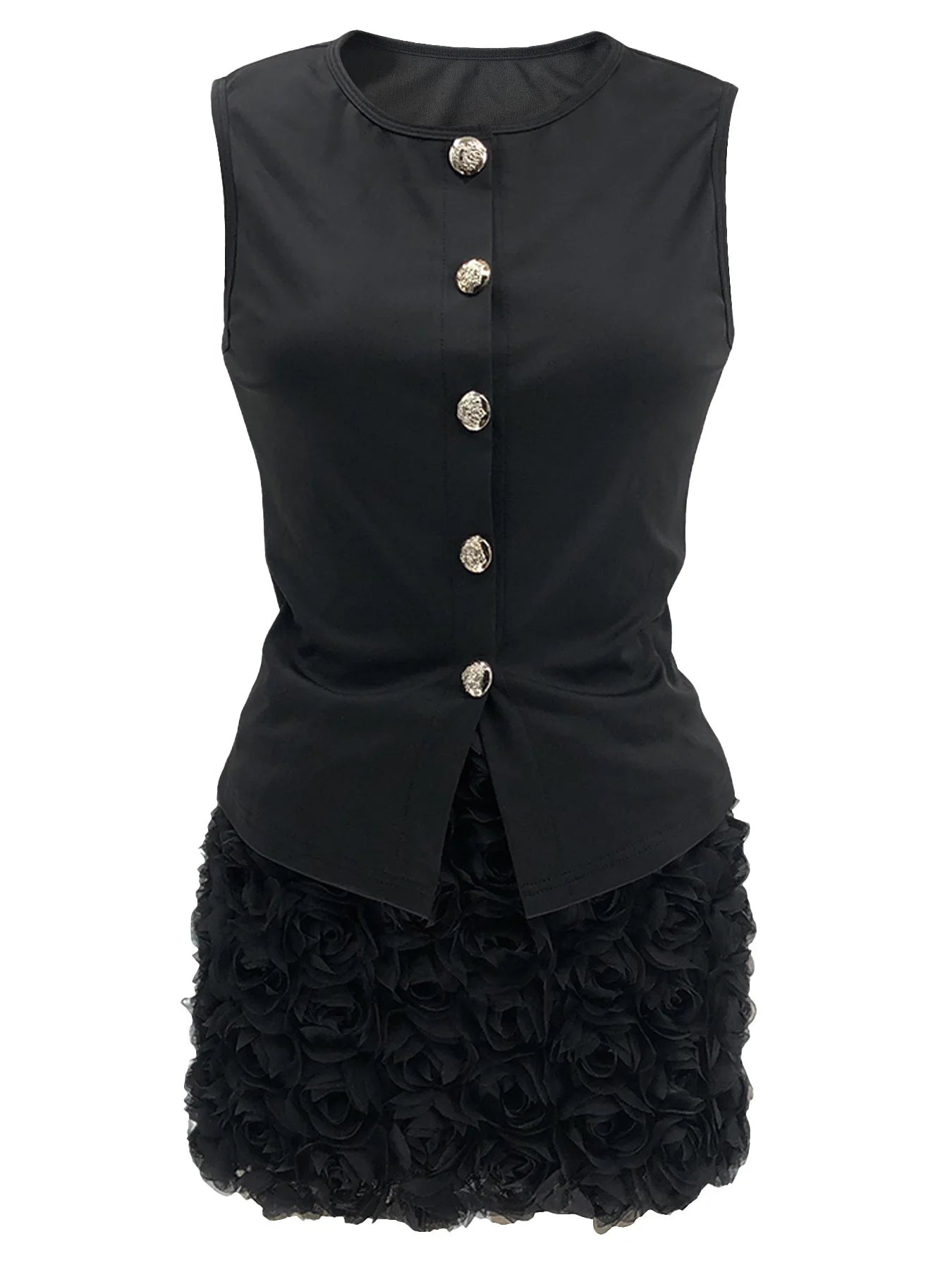 Elegant and Flattering Sleeveless O Neck Two Piece Set for Women