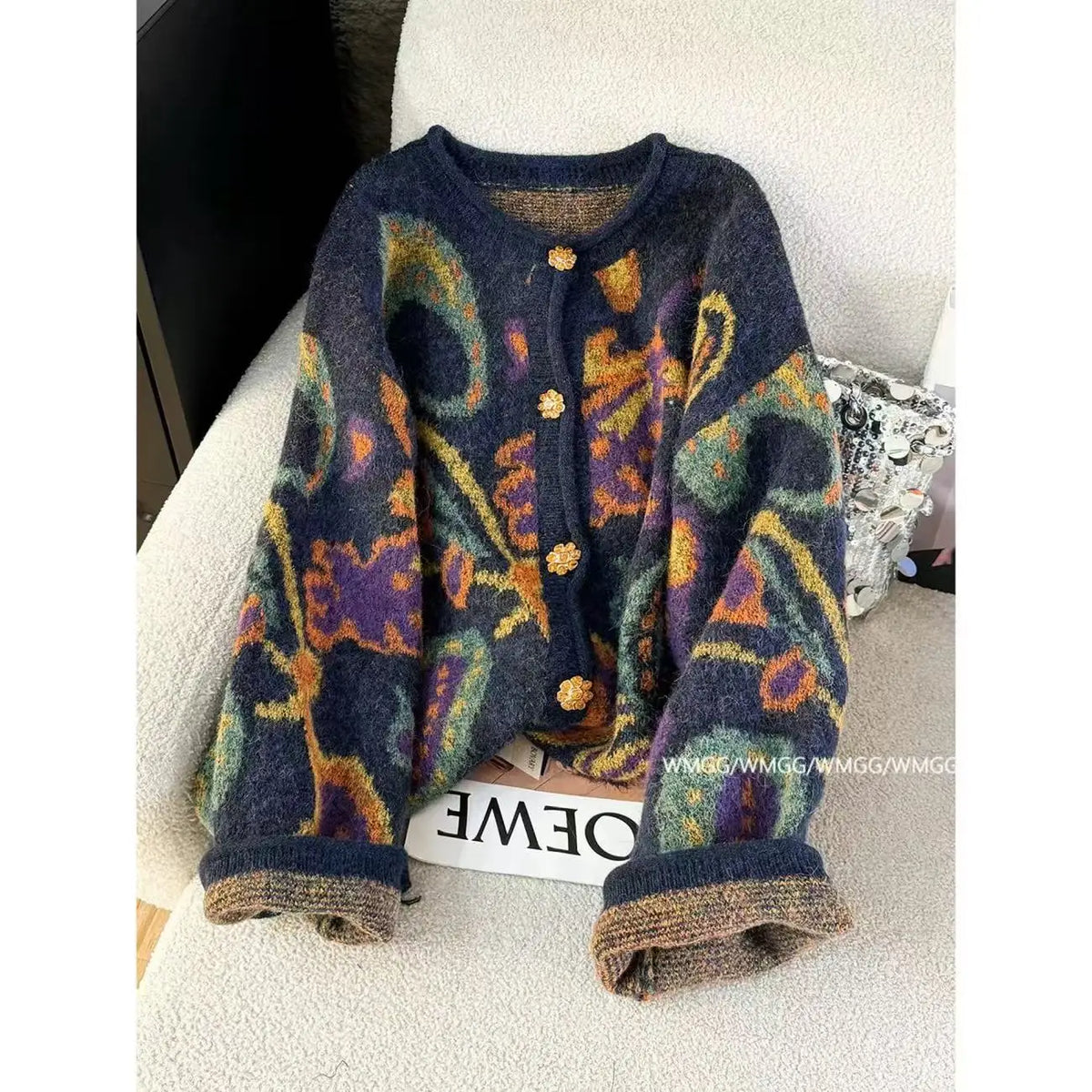 Soft Embroidered Thick Knit Cardigan Jacket for Women