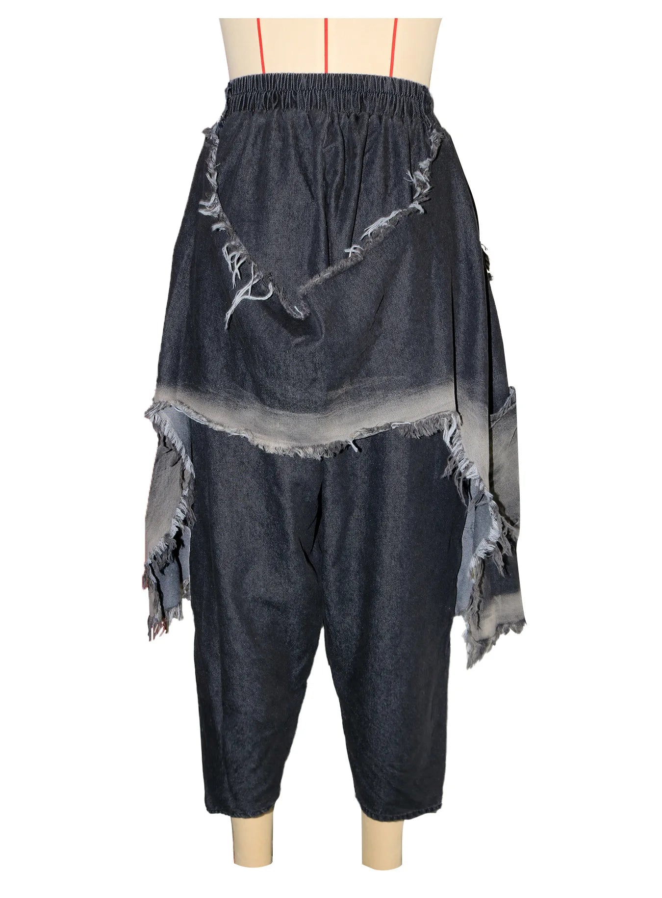 Drawstring Tie Dye Camouflage Ripped Harem Pants for Women