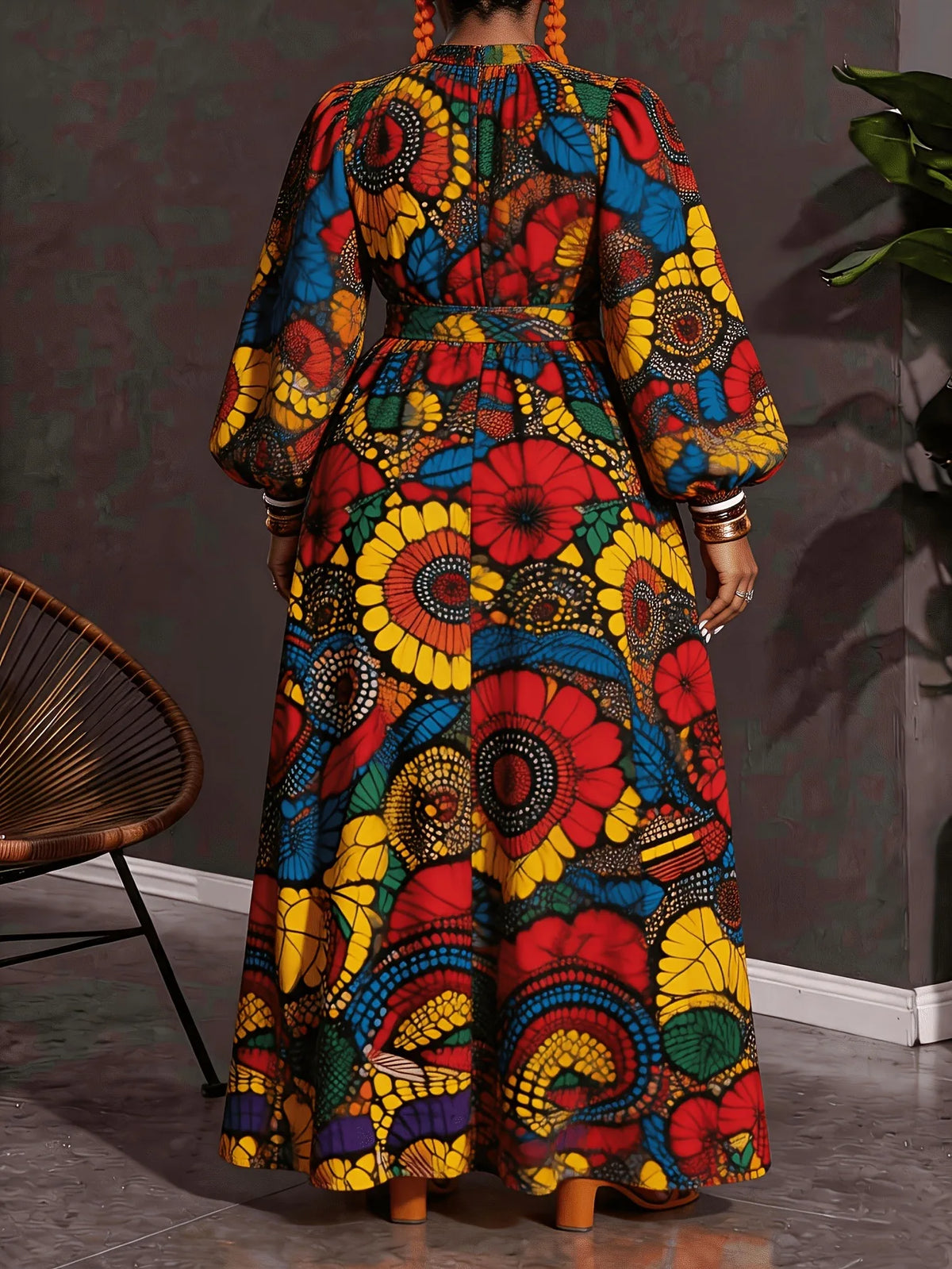 Traditional African Print Dashiki Maxi Dress for Women