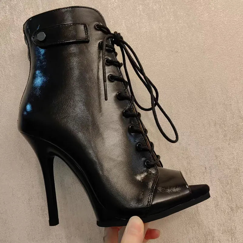 High Heel Lace Up Latin Dance Ankle Boots for Women