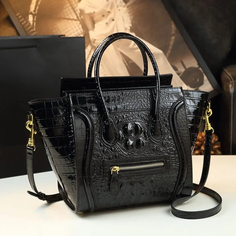Crocodile Embossed Leather Crossbody Bag for Women