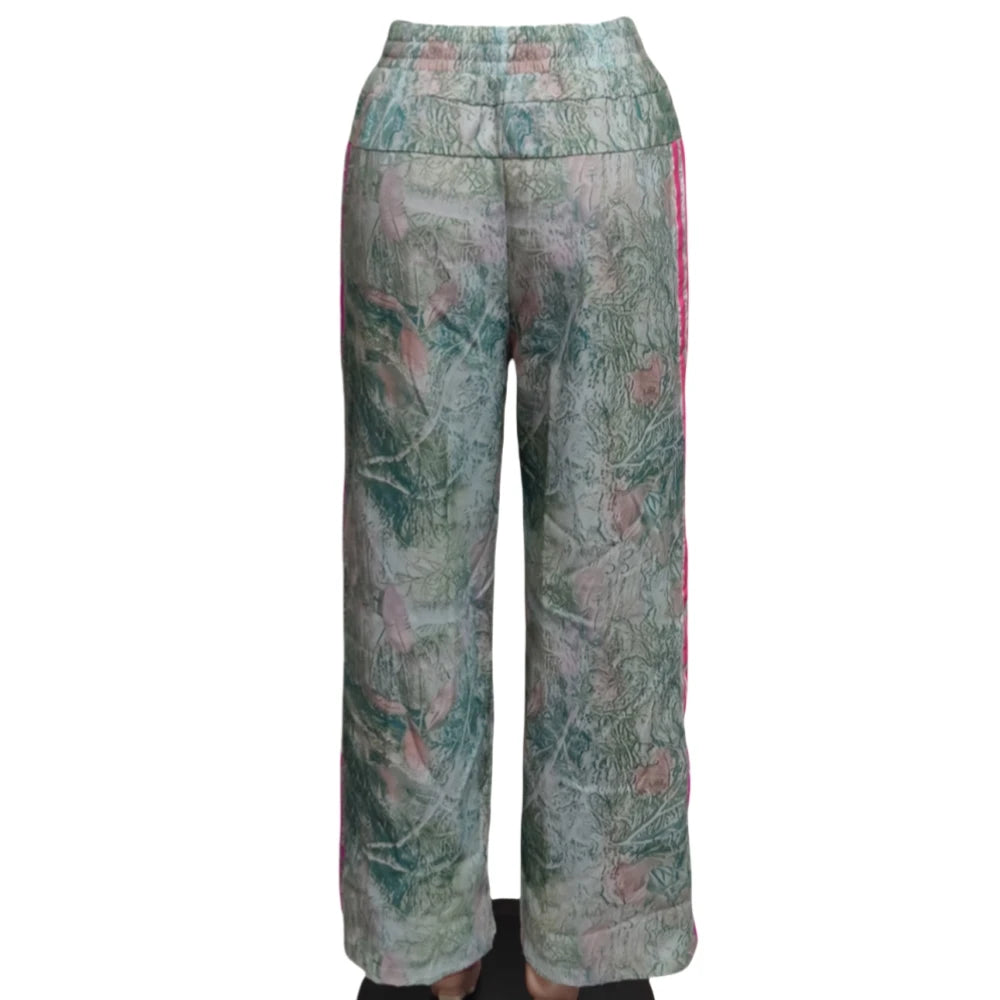 HLJ Fashion Camouflage Print Straight Leg Pants Women Stripe Drawstring Patchwork Pants Casual Female Streetwear Bottoms 2025