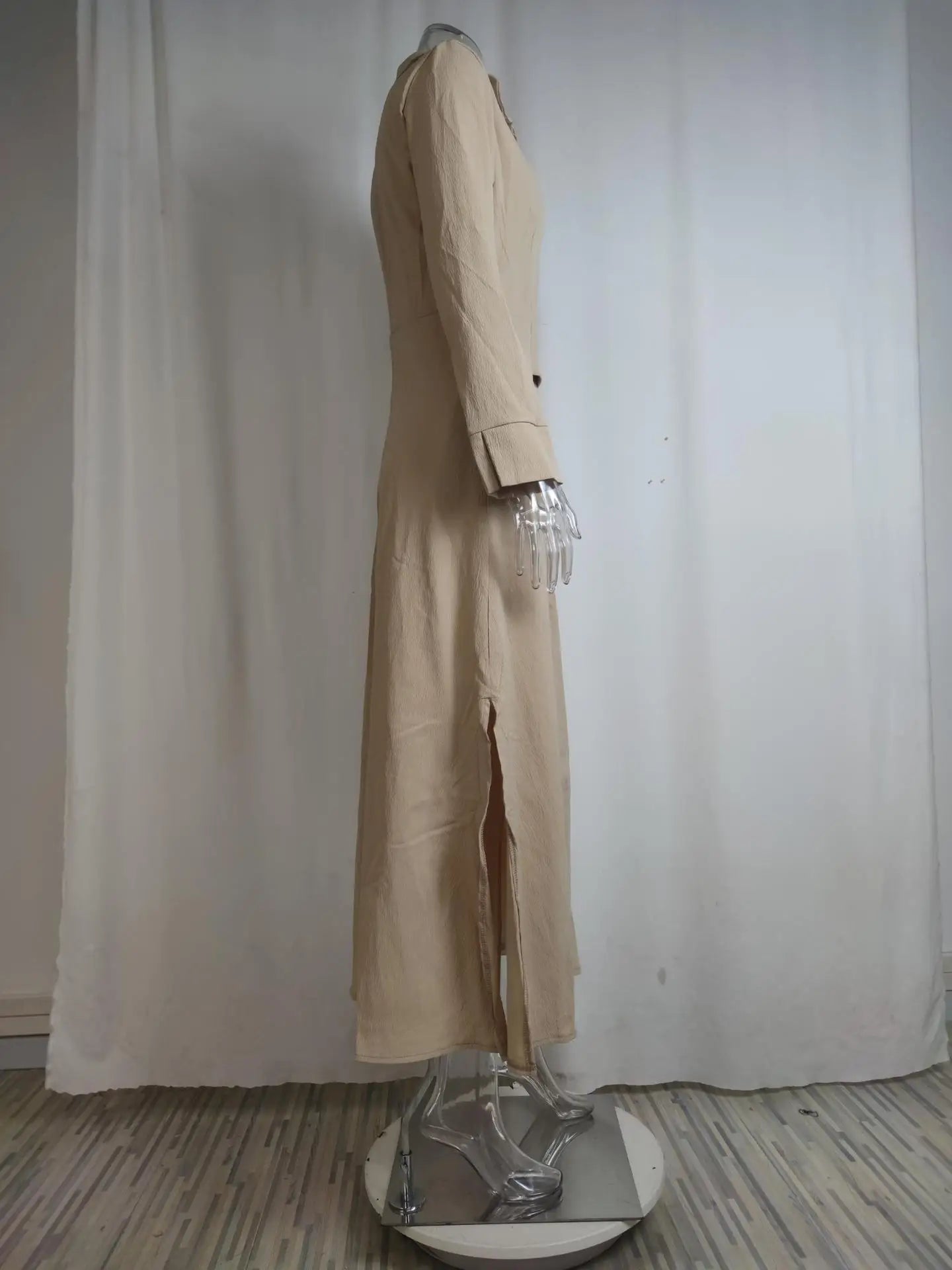 Autumn Elegant Long Sleeve V Neck Shirt Dress for Women