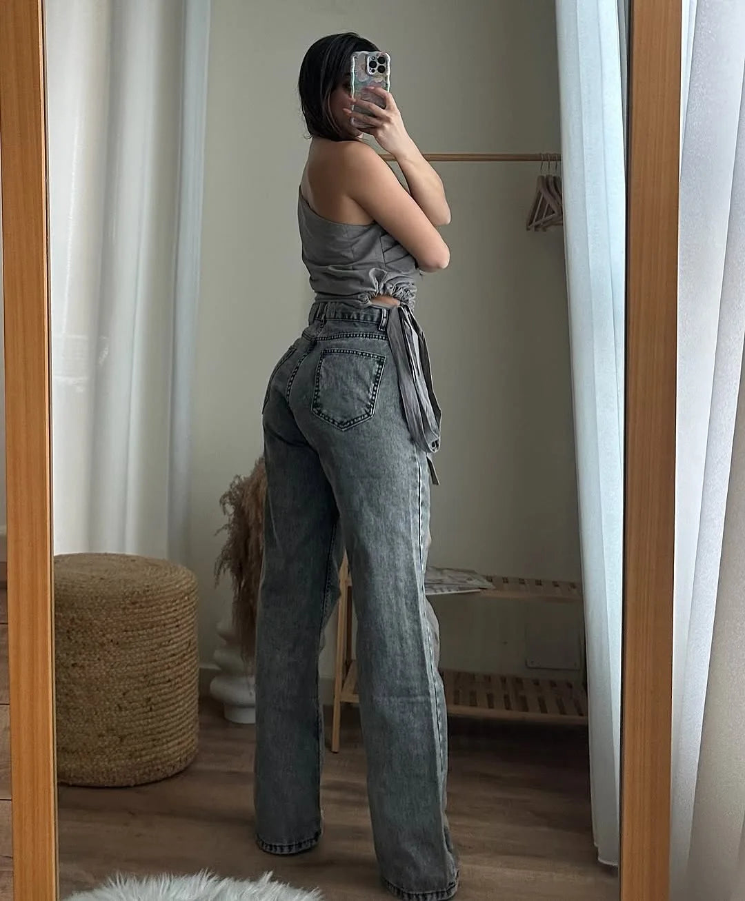 Gothic Ripped Wide Leg High Waisted Jeans