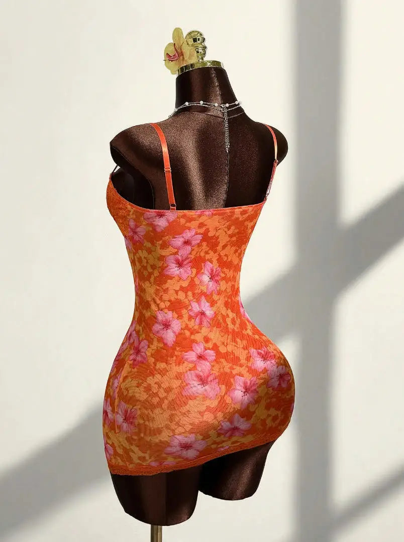Leopard Print Lace Spaghetti Strap Bodycon Dress for Women
