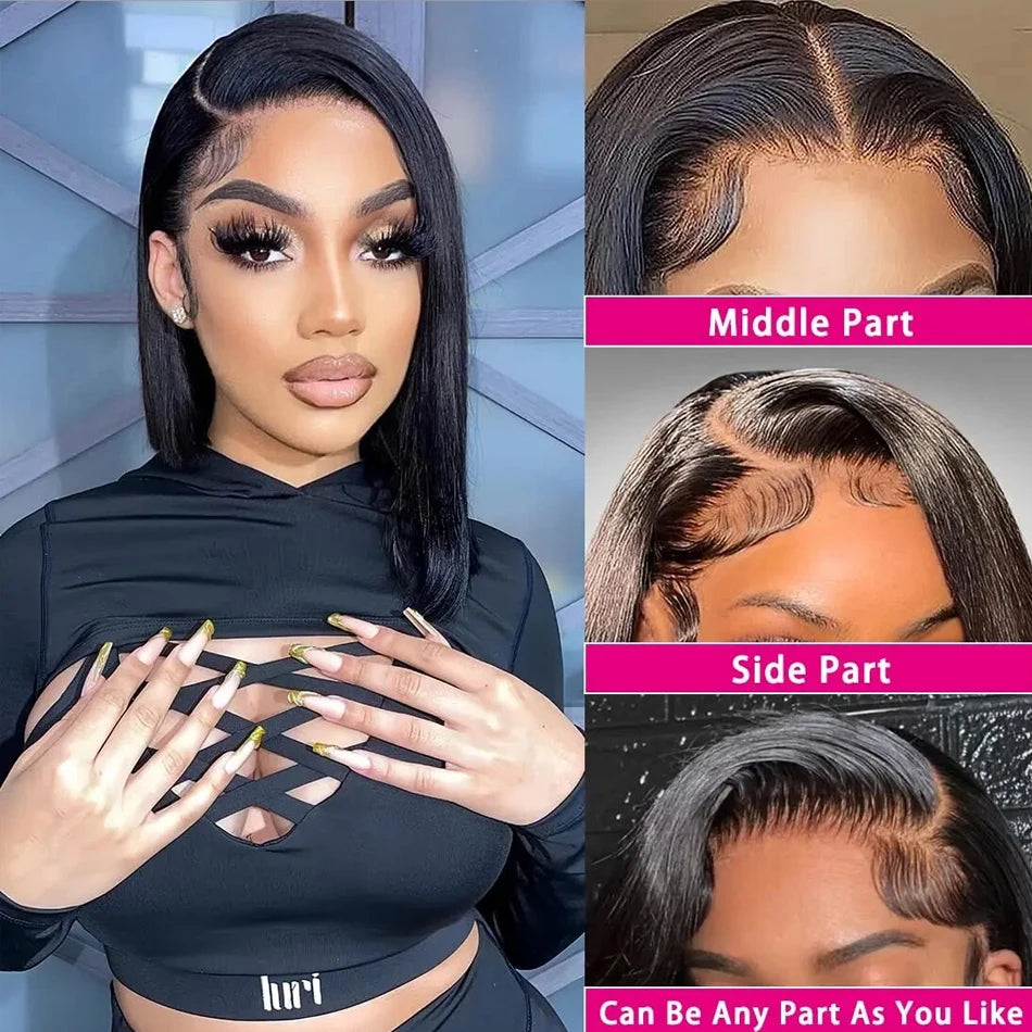 Straight Human Hair Lace Front Bob Wig For Women