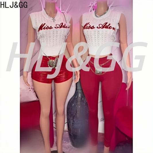 Alphabet Knit Crop Top And Shorts Set